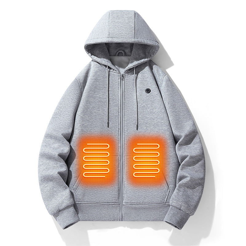 European and American zipper cardigan heating hoodie intelligent hooded five zone heating jacket outdoor warm electric clothing for men - https://sammyskfootball.com