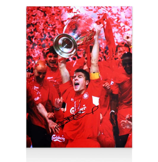Football Memorabilia Liverpool FC Steven Gerrard Signed Photo: Champions League Winner from https://sammyskfootball.com/