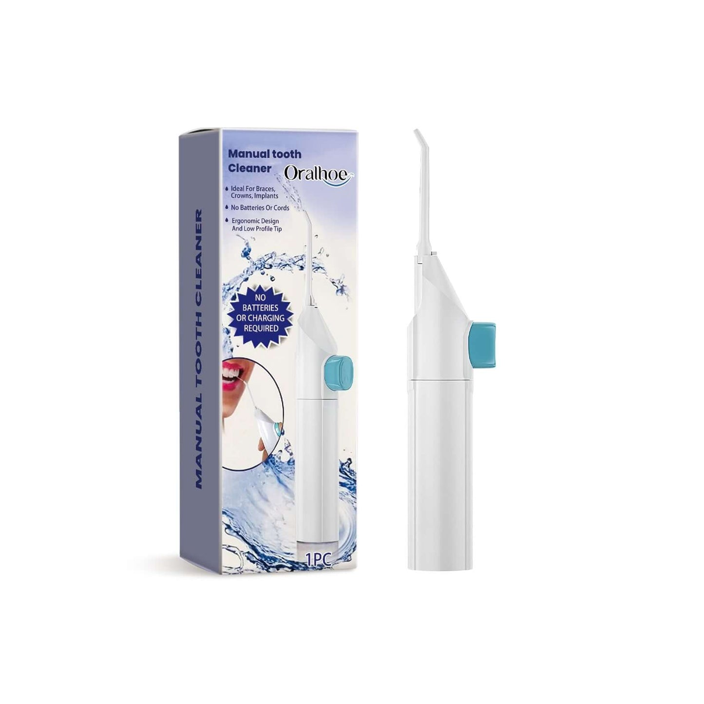 Manual Water Toothpick - Portable Dental Flosser, High Pressure Teeth Cleaner, ABS