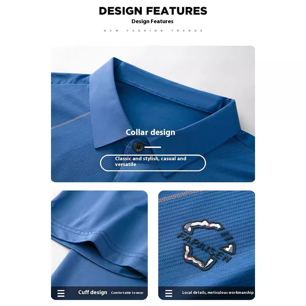 Men's Lapel Ice Silk Polo Shirt - Perfect Size for Business - https://sammyskfootball.com