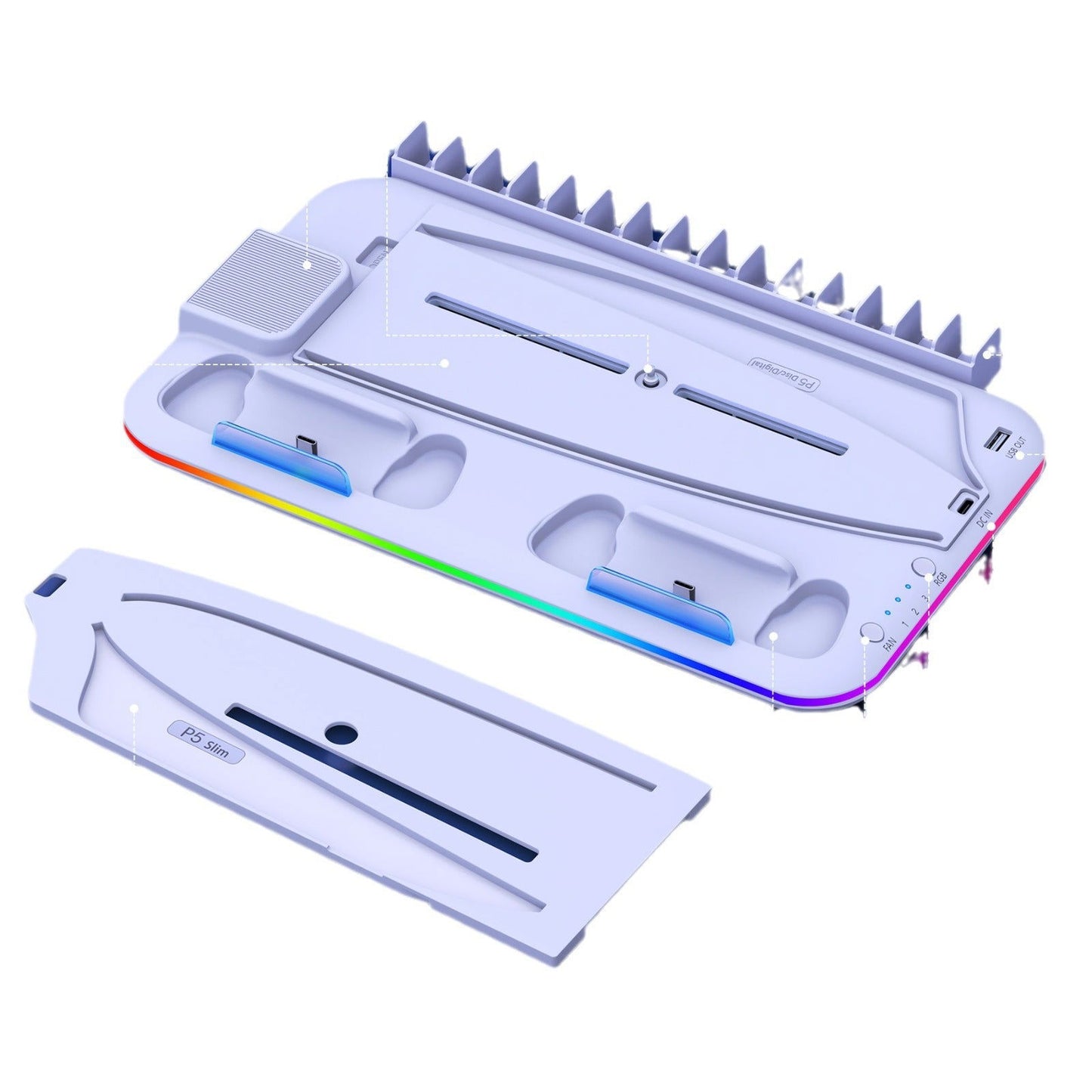 PS5 Cooling Stand: RGB Light, Dual Controller Charging, Disc & Digital - https://sammyskfootball.com