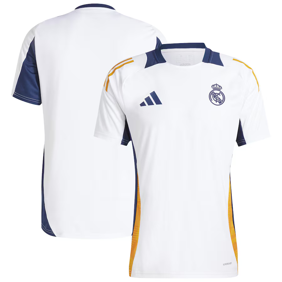 Real Madrid Training Shirt (White) 2024-2025 Men's Made By: Adidas - https://sammyskfootball.com