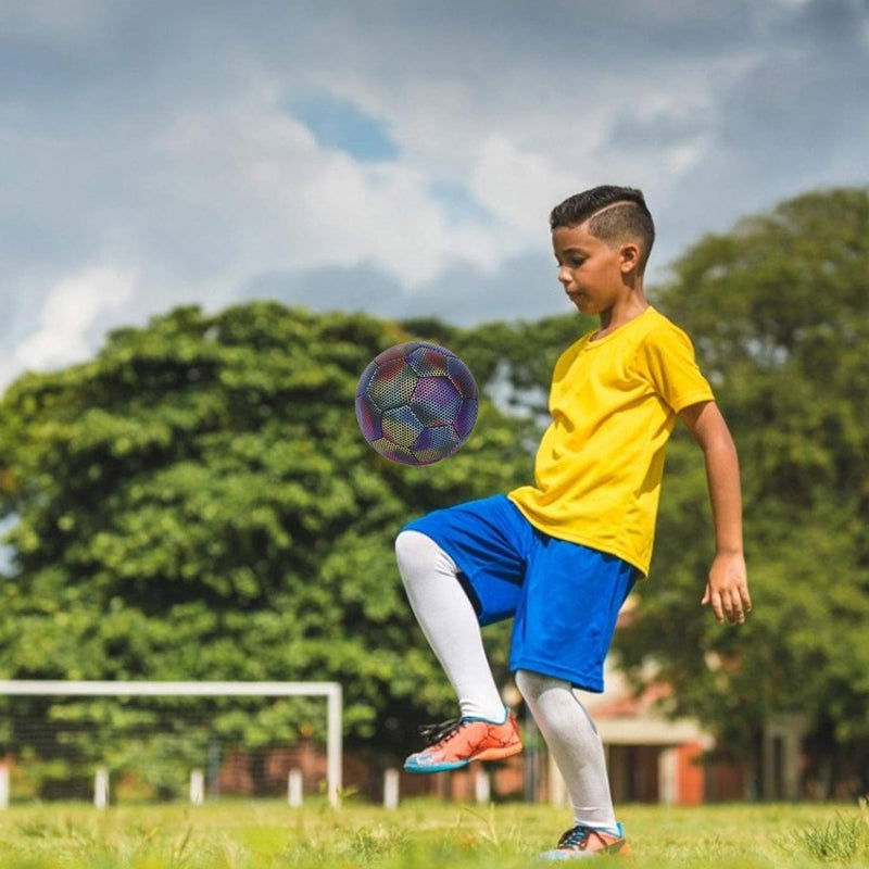 Reflective Football Glow in The Dark Soccer Ball Size 5 Training Ball - https://sammyskfootball.com