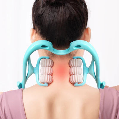 Portable Neck Massager: Multifunctional Manual Six-wheel Massage with Relieve Roller Design Tool