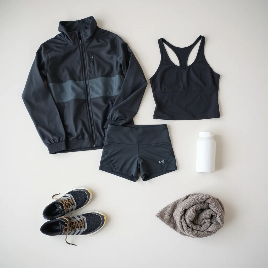 Premium training outfit set including jacket and compression wear arranged for athletic use