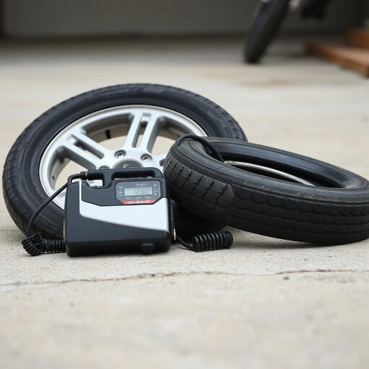 Electric tire pump connected to a car and bicycle tire for quick inflation