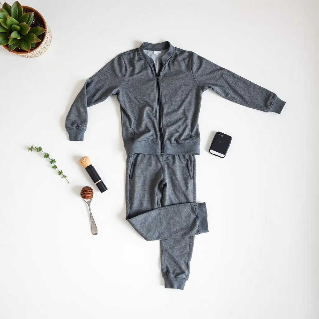 Men’s athletic fitness suit displayed neatly with visible breathable fabric and modern athletic cut.