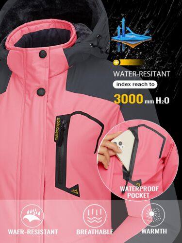 Women's Waterproof Ski Snow Jacket Winter Warm Fleece Lined Mountain Hiking Coat