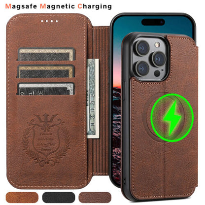 iPhone 15 16 Pro Max 14 13 Magnetic Safe Leather Wallet Flip Stand Mobile Case