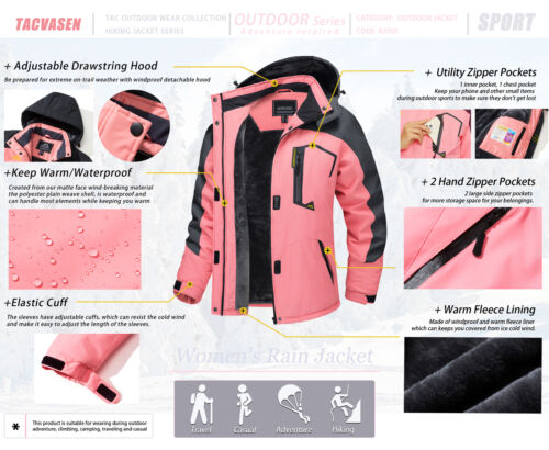 Women's Waterproof Ski Snow Jacket Winter Warm Fleece Lined Mountain Hiking Coat