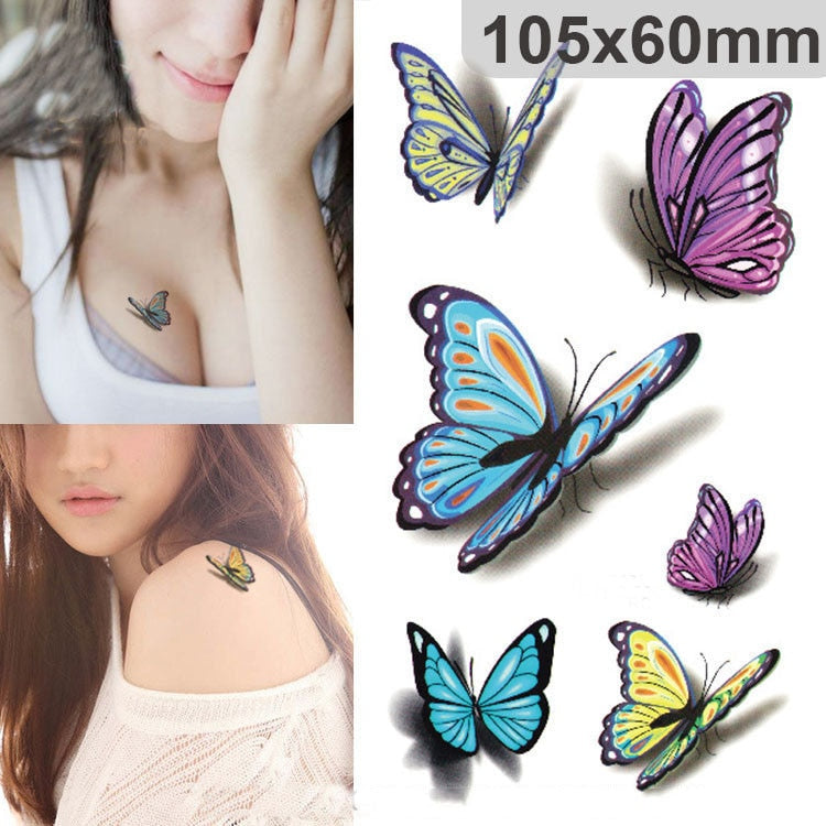 Women Tattoos Sticker 1 PC Fashion Temporary for Women Body Art Tattoo Sticker 3D Butterfly Cat Tattoo Waterproof Halloween Gift - https://sammyskfootball.com
