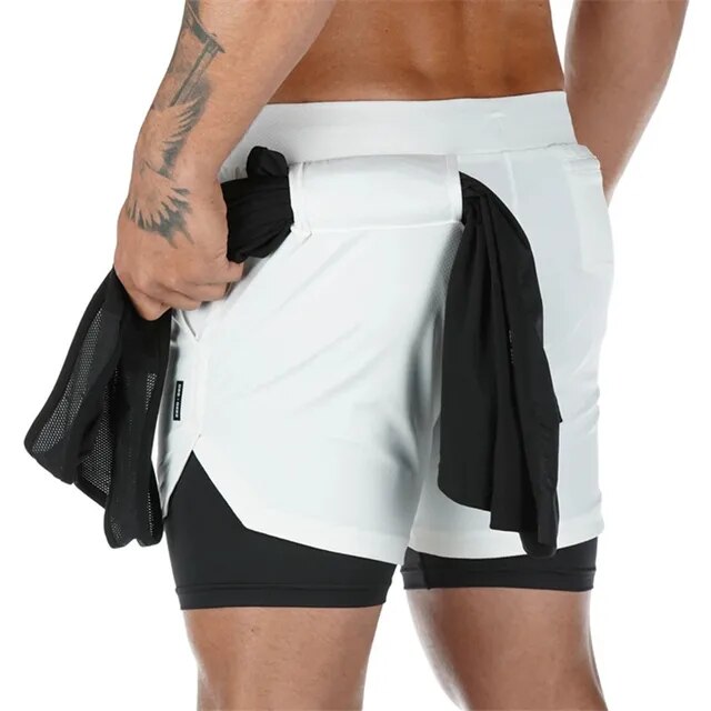 2 in 1 Quick Dry Breathable Active Gym Workout Shorts 2024 Running Men 2 In 1 Double-deck Quick Fitness Jogging Pants