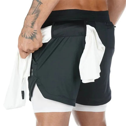 2 in 1 Quick Dry Breathable Active Gym Workout Shorts 2024 Running Men 2 In 1 Double-deck Quick Fitness Jogging Pants USAdrop