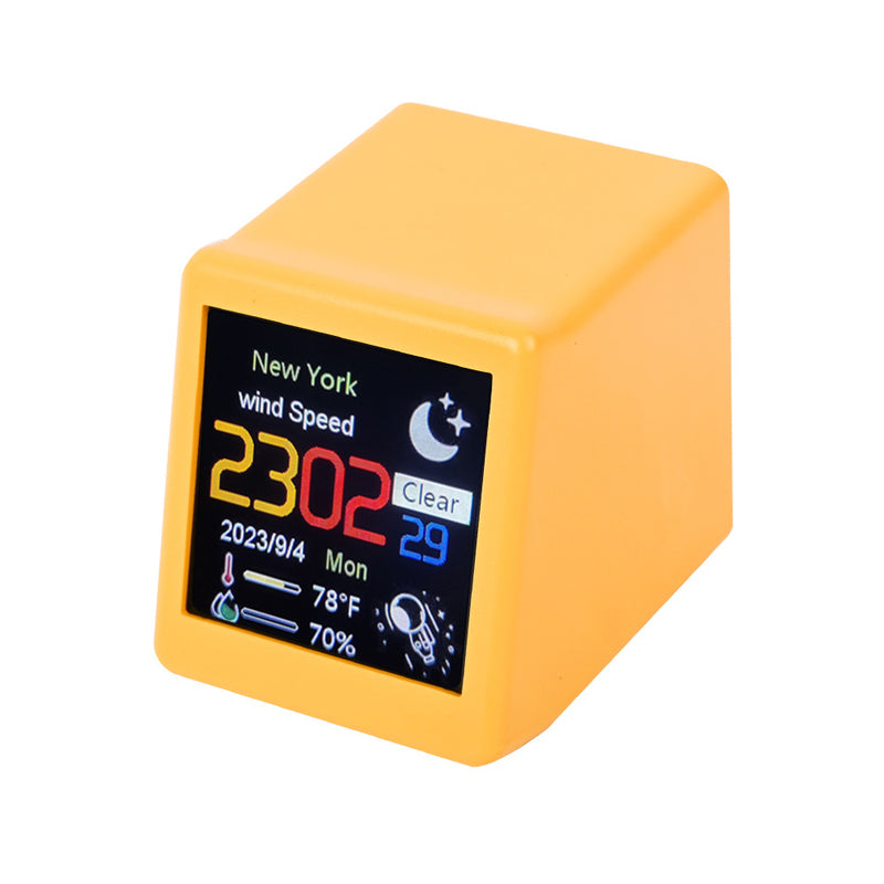 Smart Wi-Fi Enabled Desktop Digital Weather Clock - Type C Plugged-in Yellow