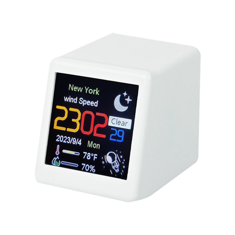 white Smart Wi-Fi Enabled Desktop Digital Weather Clock - Type C Plugged-in