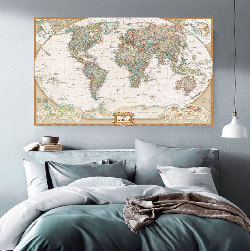 Vintage World Map Canvas Painting Vintage Wall Art Poster https://sammyskfootball.com