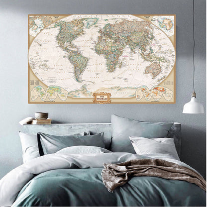 Vintage World Map Canvas Painting Vintage Wall Art Poster https://sammyskfootball.com