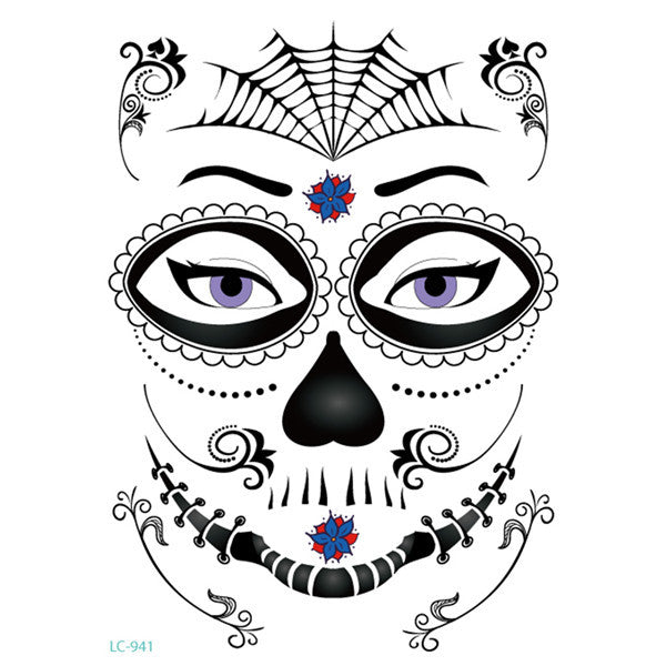 Halloween Face Tattoo Sticker – Temporary Transfer Tattoo | Scary Animal Design | Water Film Paper | Costume Makeup Accessory https://sammyskfootball.com