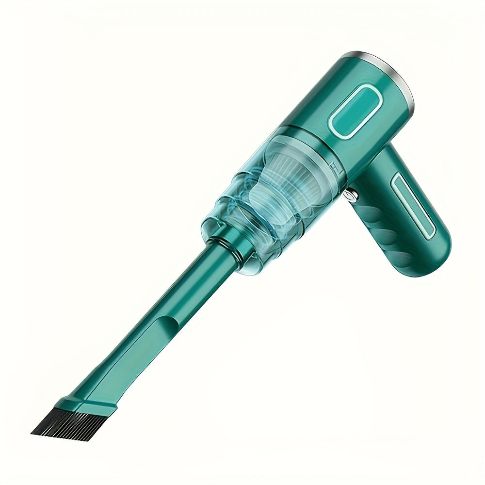 Green color Cordless handheld vacuum cleaner with powerful cyclone technology for deep cleaning at home, in the office, or your car. Lightweight and rechargeable for convenient portability.