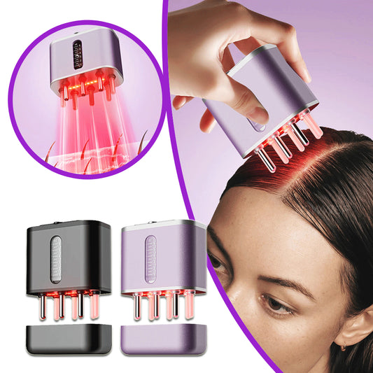 Electric Scalp Massager Comb with Cow Horn Design | Red Light Therapy | Oil Applicator | Promotes Hair Growth | Portable Hair Guide Comb