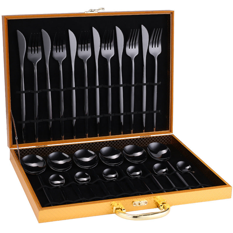 black Luxury Cutlery Set 24 Pcs for Wedding Party Birthday Housewarming Event