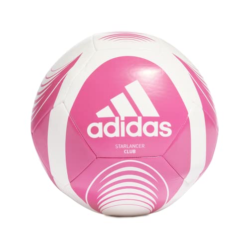 Kids Soccer Ball: adidas Unisex Starlancer Club, Size 5 (Durable, White/Pink)