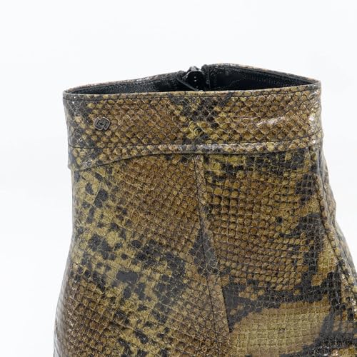 Cuban Heel Boots Musgo EMMANUEL Mens Snakeprint Leather Shoes