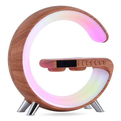 Intelligent G-Shaped LED Lamp: Bluetooth Speaker, Wireless Charger, Atmosphere Lamp - Bedroom Home Decor Essential