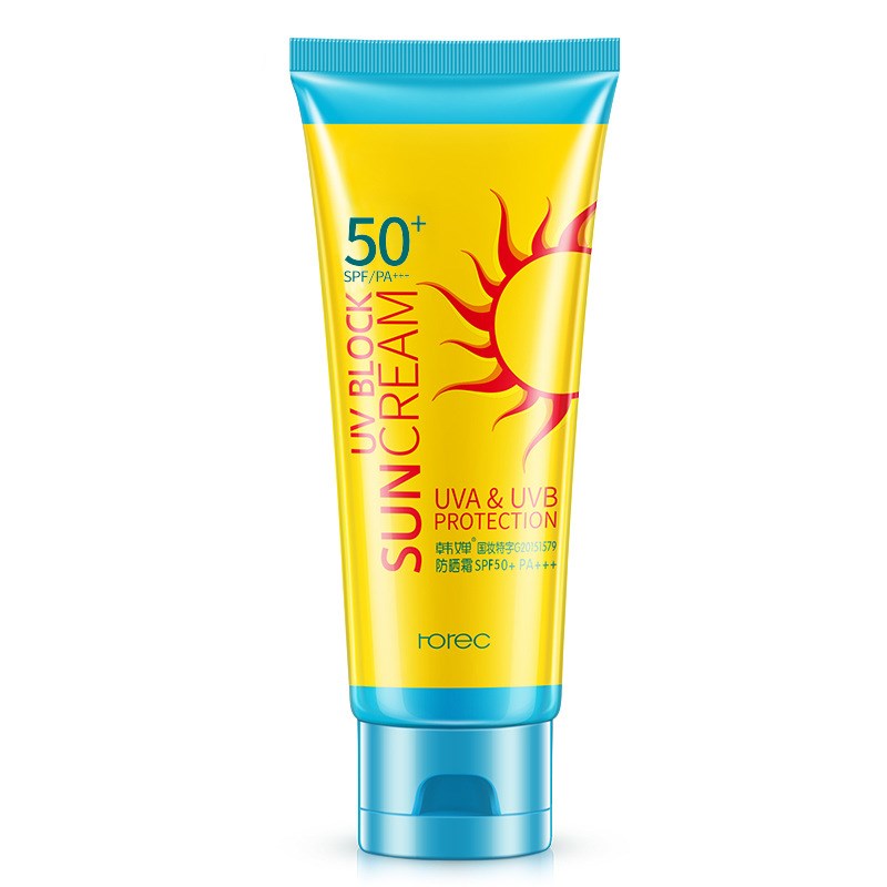 Tube of Sunscreen milk Moisturizing Fresh Sunglow Concealer Sunscreen with SPF 50+ offering UVA & UVB protection against the sun from SammySKFootball.