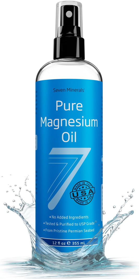 Magnesium Oil Spray: Seven Minerals Pure (12 fl oz) - Long-Lasting Relief & Relaxation