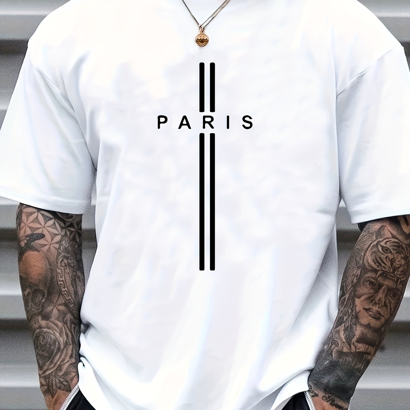 Paris Print Men T shirt White Color