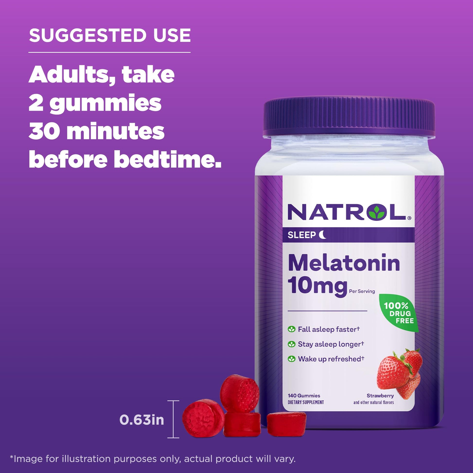 Natrol 10mg Melatonin Gummies - Strawberry Flavored - 140 Count Bottle