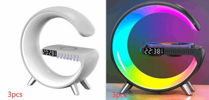 Intelligent G-Shaped LED Lamp: Bluetooth Speaker, Wireless Charger, Atmosphere Lamp - Bedroom Home Decor Essential