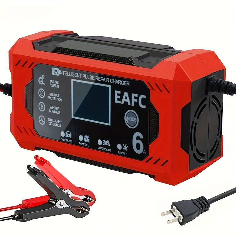 EAFC Multipurpose Smart Charger: Rapid 12/24V Charge for Cars, Trucks & More, US Plug, Safe & Durable Battery Maintainer