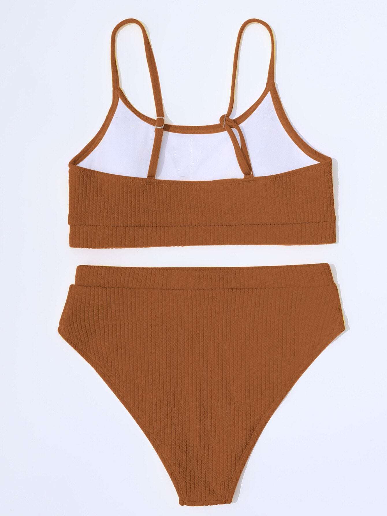 ROSVIGOR Ribbed Two Piece Bikini Swimsuit: High-Waisted Tummy Control Swimwear Set for Women