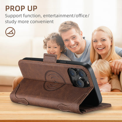 Applicable 16ProMax Flip Wireless Charging Card Holder Protective Leather Case