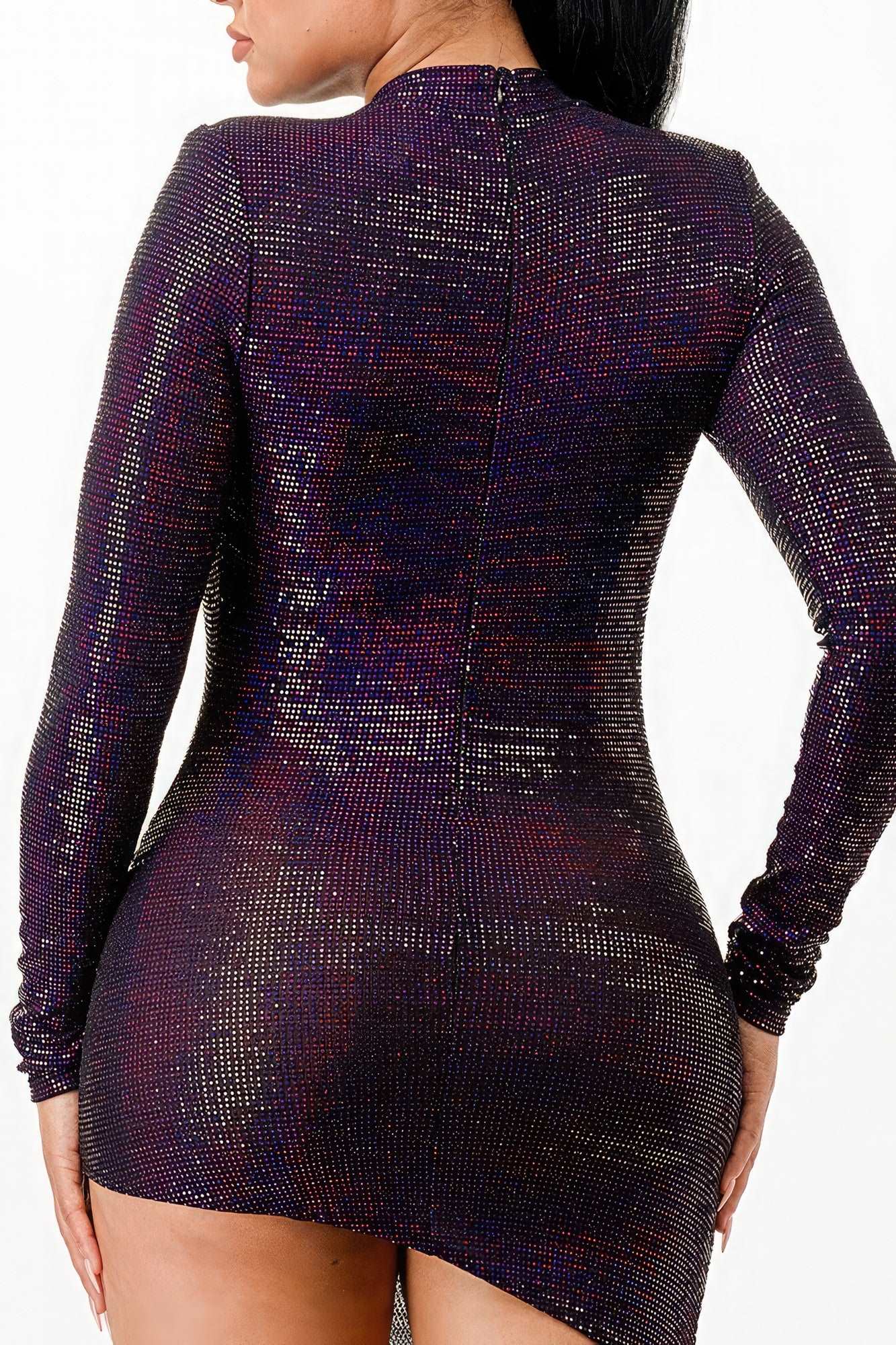 Knitted Sequin Night Dress Unbalanced Skirt Enhance Your Evening Look
