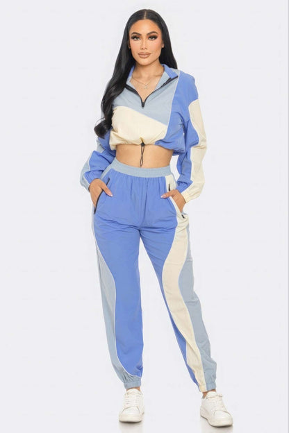 Colorblock Cargo Jogger Set 2-Piece: Comfy & Stylish Athleisure