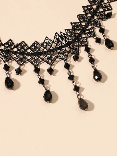 Crystal Bead Decor Lace Choker for Women Jewelry for Women Necklace 