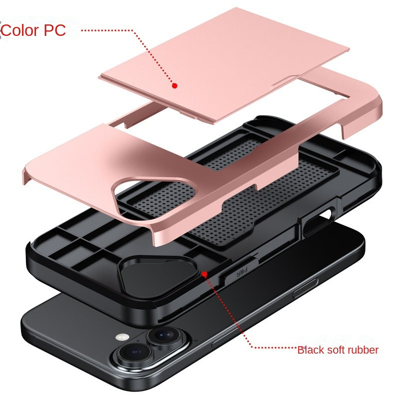 Suitable for iPhone 17 ProMax phone case Apple 16 slide push card insert 14 15 anti drop protective cover eprolo