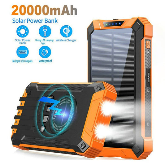 Wireless Solar Power Bank 20000mAh Portable Charger