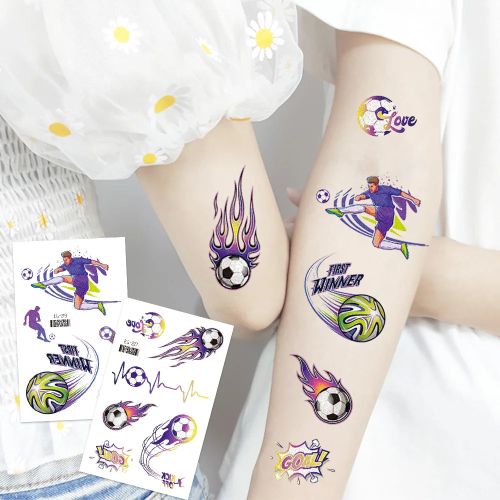 Glitter Soccer Temporary Tattoos for Sports Football Fan Parties