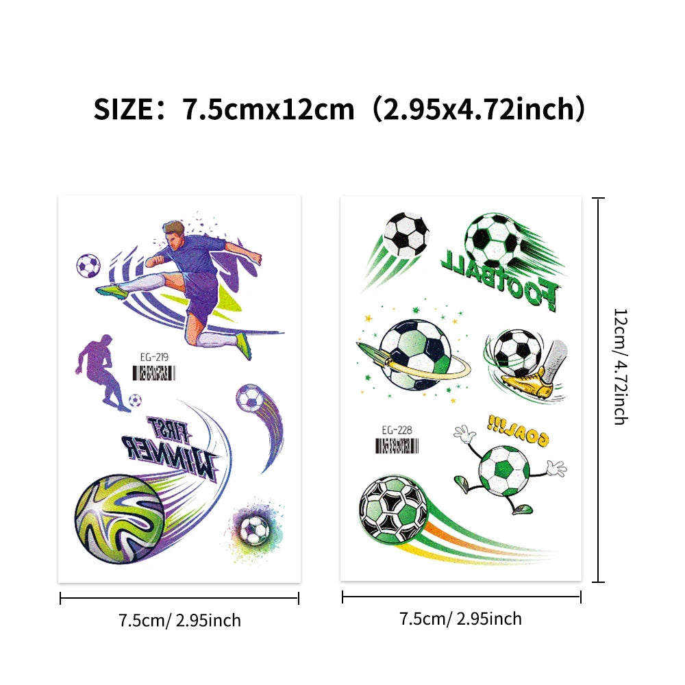 Glitter Soccer Temporary Tattoos for Sports Football Fan Parties