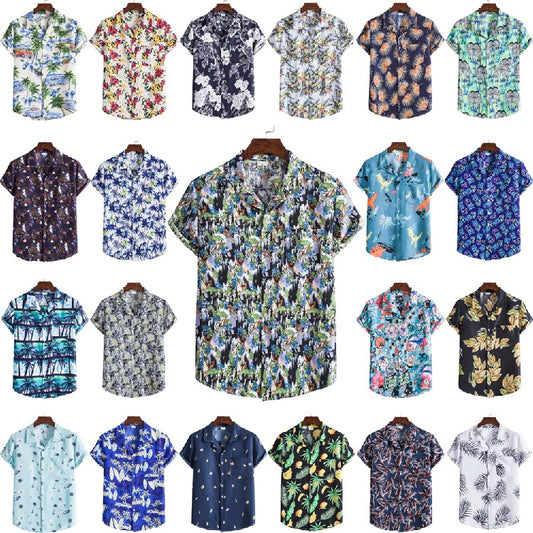 Men's Casual Beach Clothing Shirt Hawaiian Beach Style Suit Collar Short Sleeve