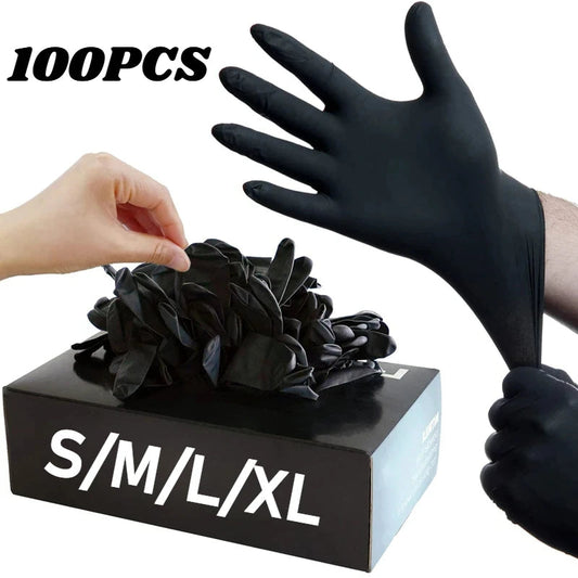 10/20/50/100PCS Black Nitrile Disposable Gloves for Work Latex Free Home Cleaning Glove Textured Mechanic Tattoo Hair Dye Beauty Shop1104634566 Store