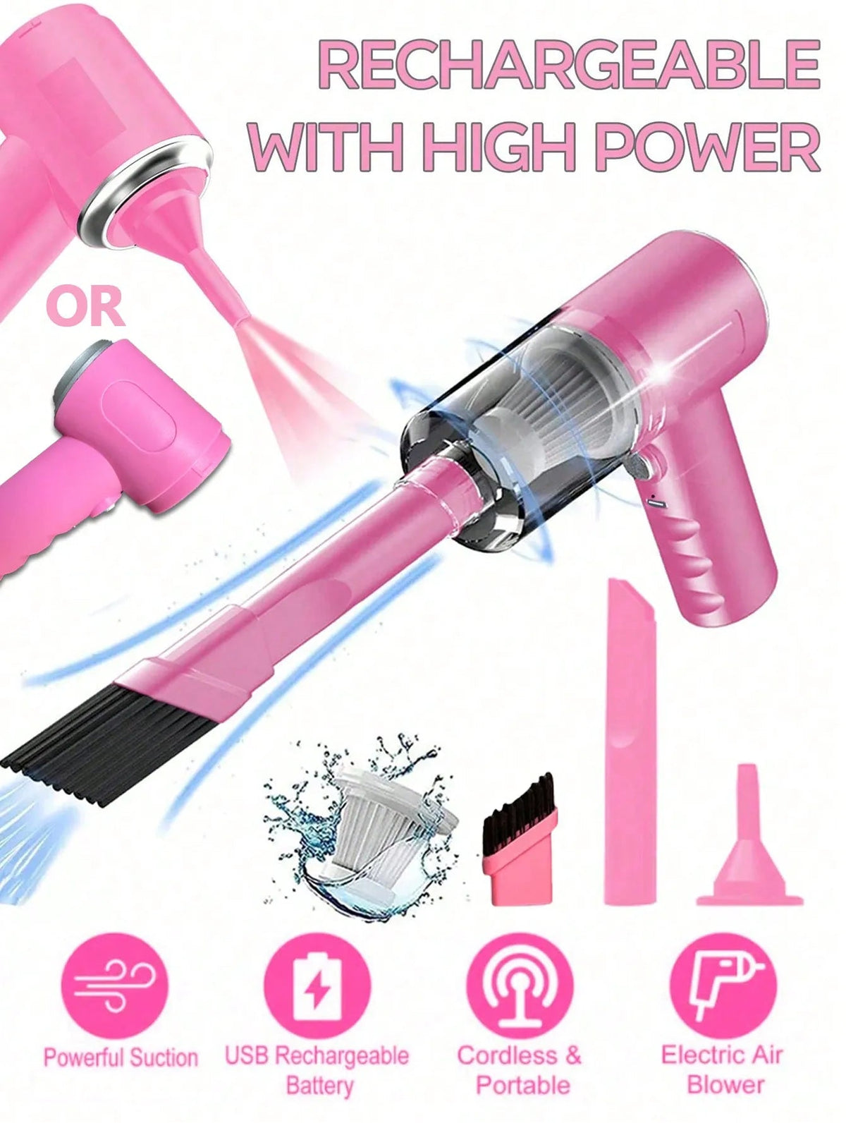 3 In 1 Integrated Suction And Blowing Vacuum Combination Vacuum Cleaner USB Charging Small Car Household Vacuum Cleaner Shop1102794162 Store
