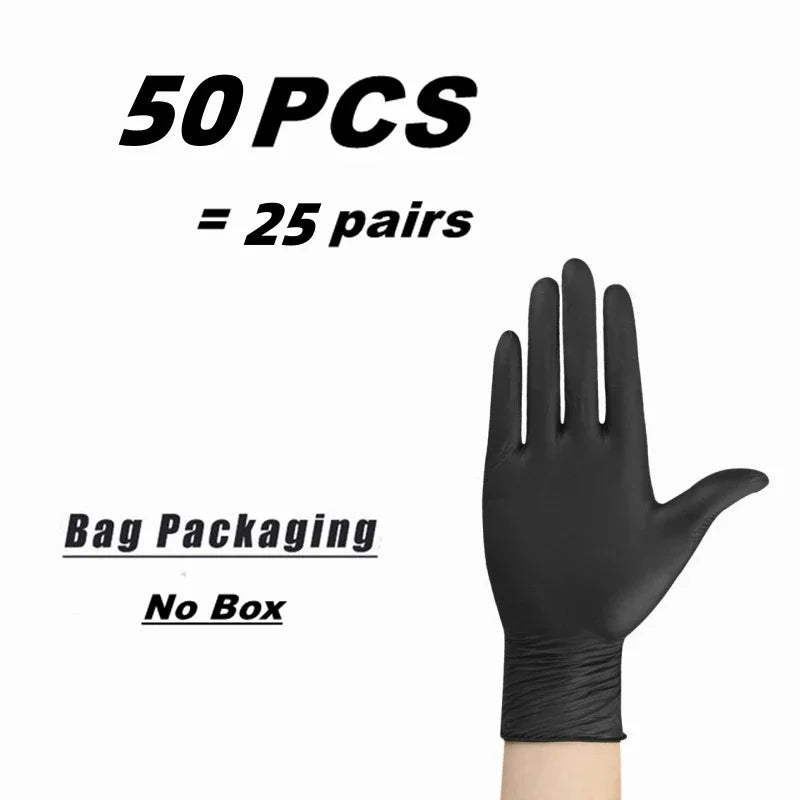 10/20/50/100PCS Black Nitrile Disposable Gloves for Work Latex Free Home Cleaning Glove Textured Mechanic Tattoo Hair Dye Beauty Shop1104634566 Store
