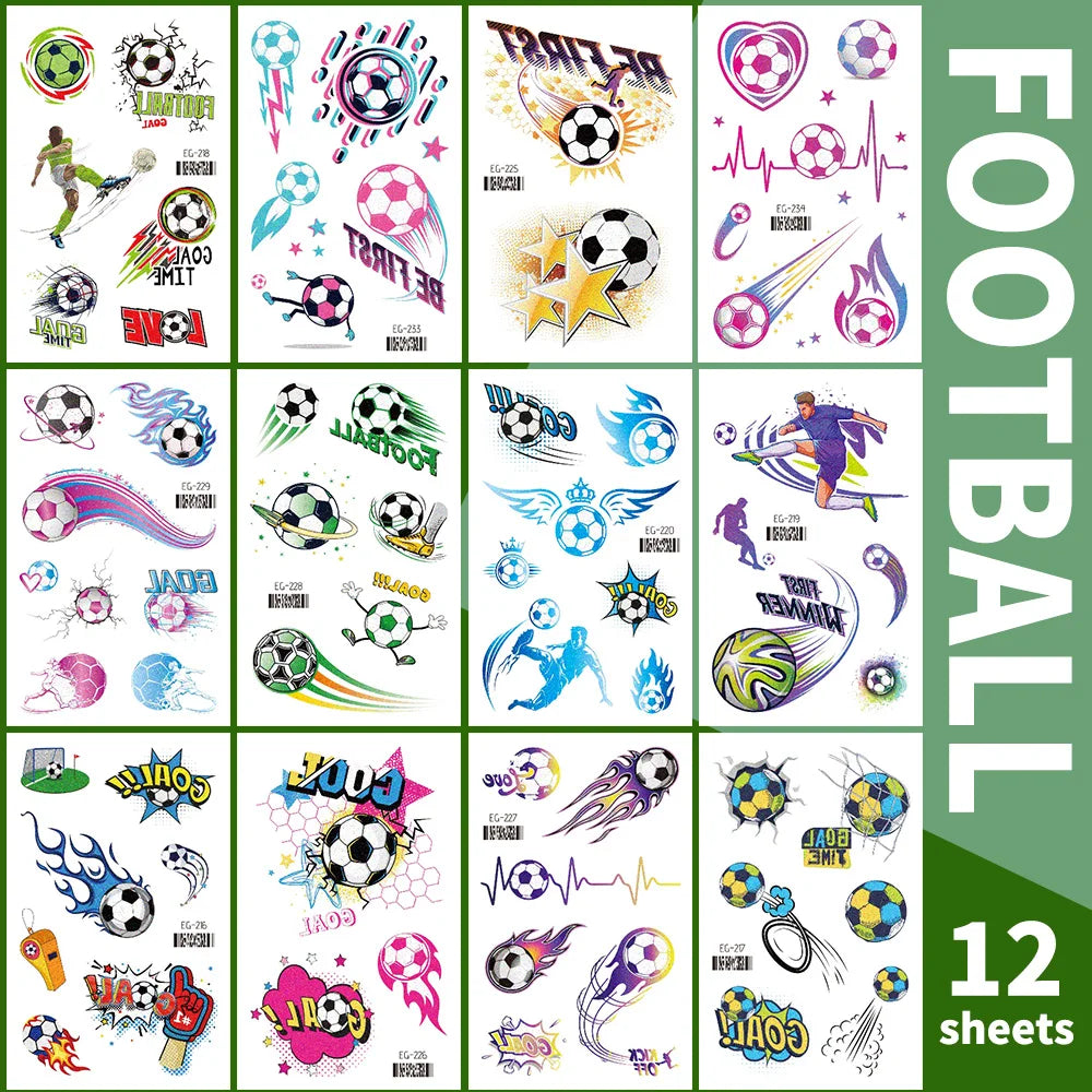 Glitter Soccer Temporary Tattoos for Sports Football Fan Parties