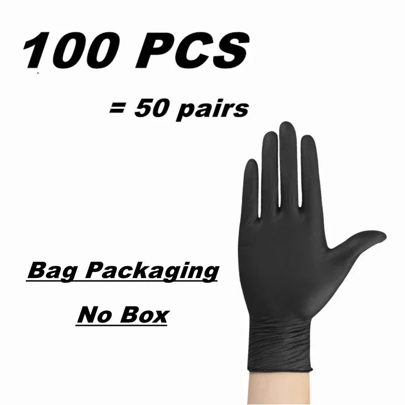 10/20/50/100PCS Black Nitrile Disposable Gloves for Work Latex Free Home Cleaning Glove Textured Mechanic Tattoo Hair Dye Beauty Shop1104634566 Store