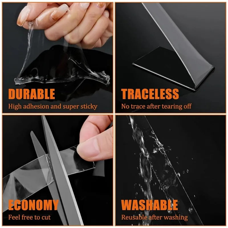 1-10M Double-sided Adhesive Nano Tape 20-50mm Width Reusable No Trace Waterproof Ultra-strong Tape Strip Clear Mounting Tape https://sammyskfootball.com